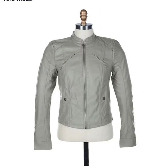 NWT Vero‎ Moda Taupe Faux Leather Jacket - Picture 2 of 8